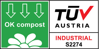 ADBioplastics obtiene el certificado OK industrial compost por la TÜV Austria para espesores hasta 1mm