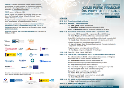 Taller �C�mo puedo financiar mis proyectos de I+D+i? Instrumentos IVACE, AVI, CDTI y EIT HEALTH