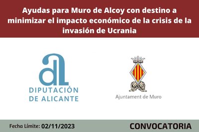 Ayudas para Muro de Alcoy con destino a minimizar el impacto económico de la crisis de la invasión de Ucrania