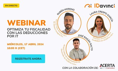 Webinar "Optimiza tu fiscalidad con las deducciones por IT"