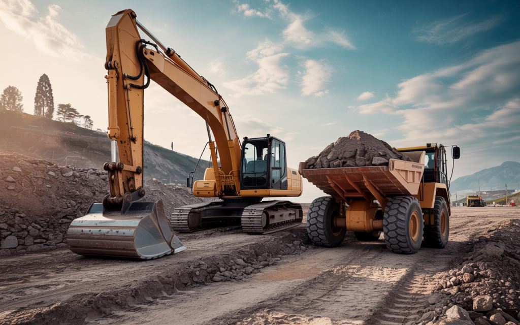 dumpers y excavadoras de obra