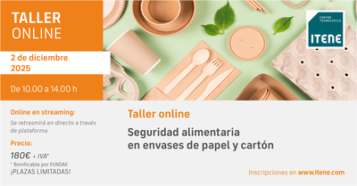 Taller online – Seguridad alimentaria en envases de papel y cartón, 2 diciembre de 2025