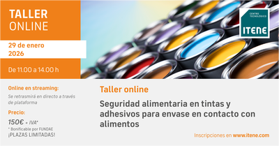 Taller online – Seguridad alimentaria en tintas y adhesivos para envase en contacto con alimentos – 29 enero, 2026