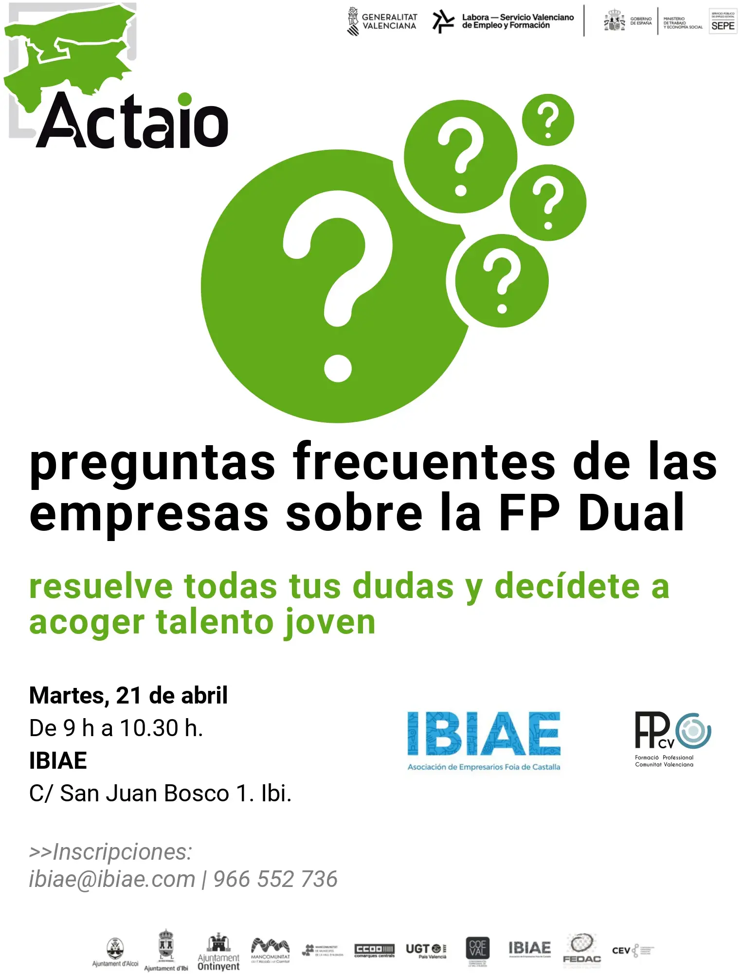Jornada: Preguntas frecuentes sobre la FP Dual para empresas