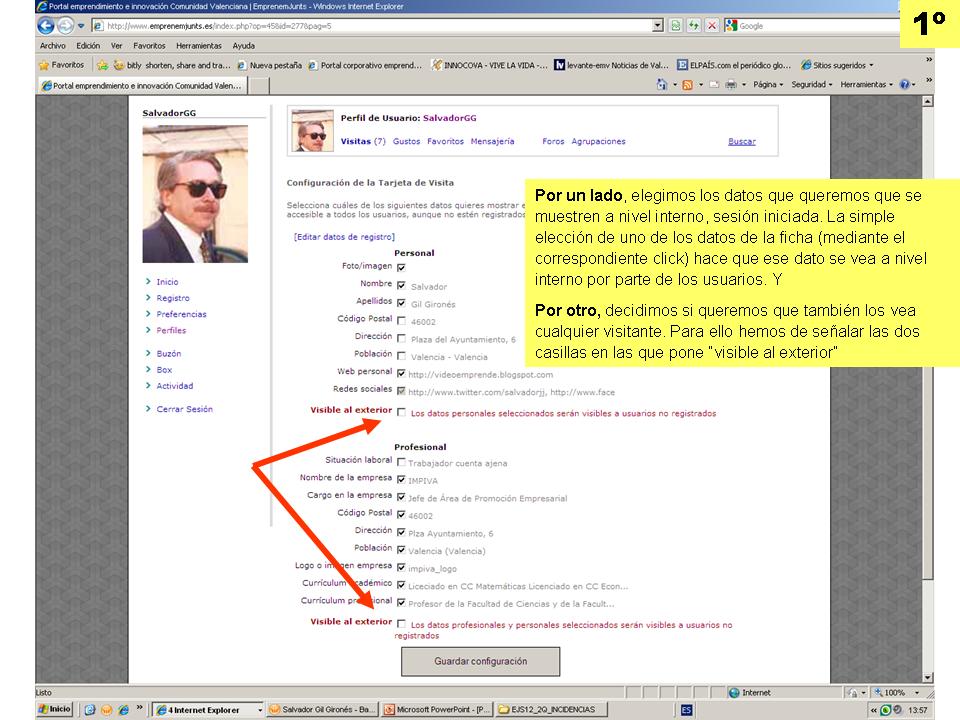 Configuración de la Tarjeta de usuario 1