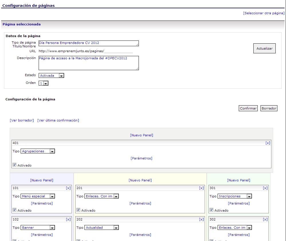 7.5. Página Macrojornada configuración