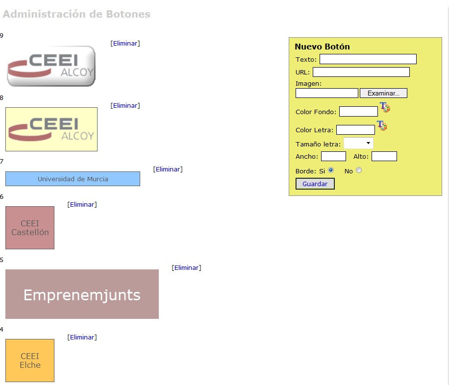 9.3. Botones administración