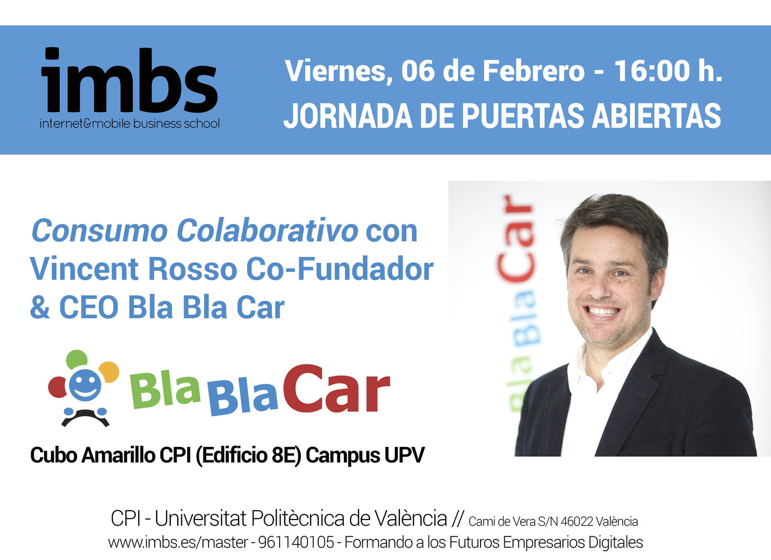 Vincent Rosso Co-Fundador y CEO de Bla Bla Car estar� en la UPV el pr�ximo 6 de Febrero