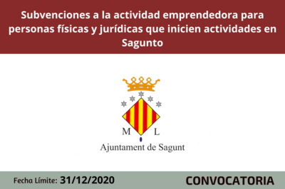 Subvenciones a la actividad emprendedora para personas f�sicas y jur�dicas que inicien actividades en Sagunto
