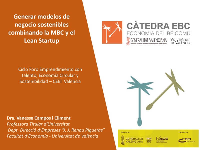 Presentación de Vanessa Campos en el Foro Modelos de negocio sostenible: una apuesta necesaria en la nueva era