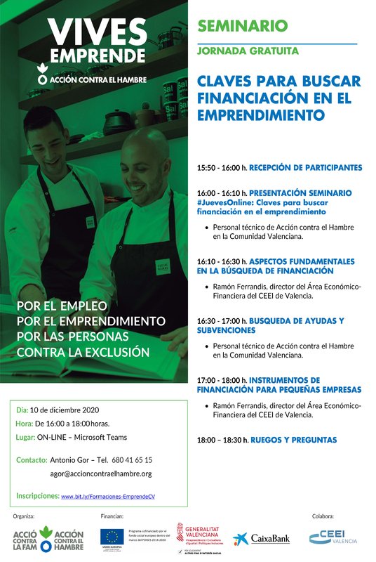 Cartel seminario financiación - Vives Emprende Valencia diciembre 2020