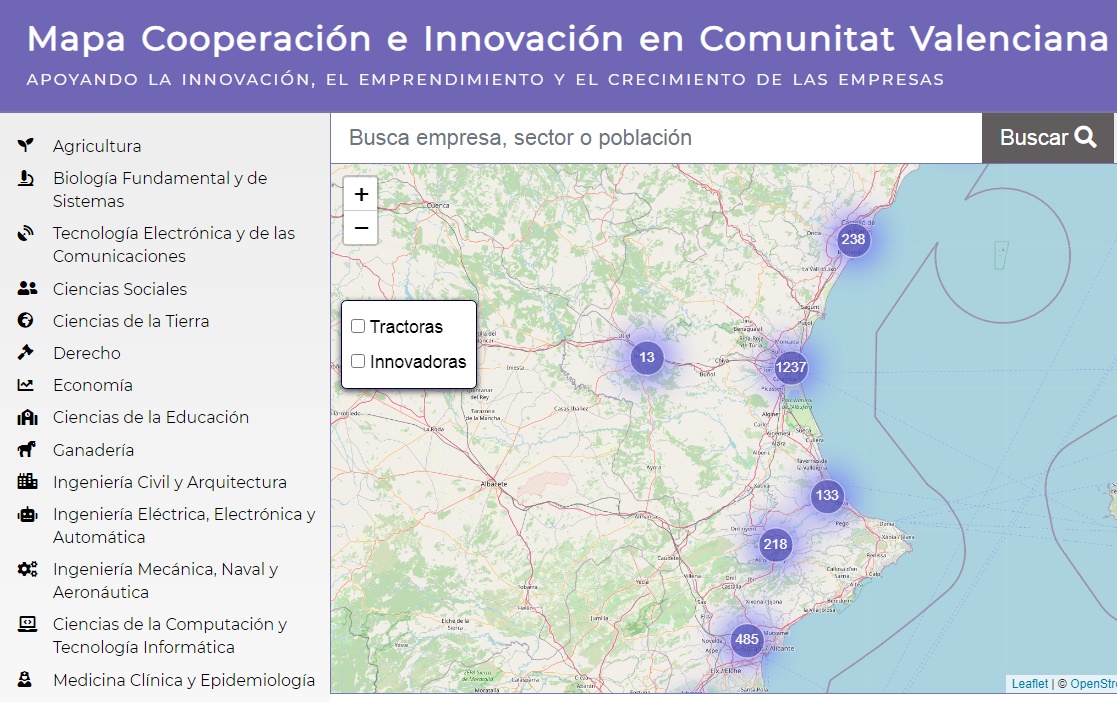 Mapa Cooperación e Innovación en Comunitat Valenciana
