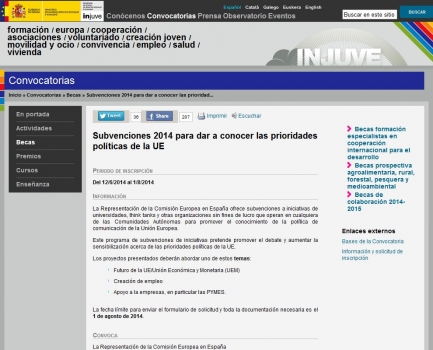 Subvenciones 2014 para dar a conocer las prioridades pol�ticas de la UE