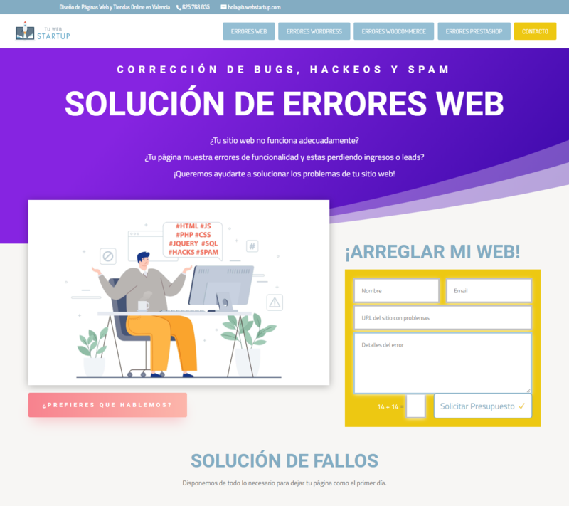 Solución de errores web