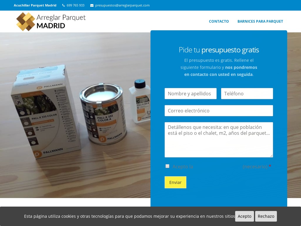 Acuchillar Parquet Madrid. Barniz al agua ecol�gico �. 699 765 933