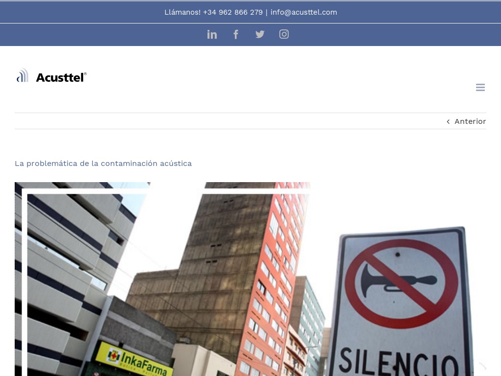 La problem�tica de la contaminaci�n ac�stica | Acusttel