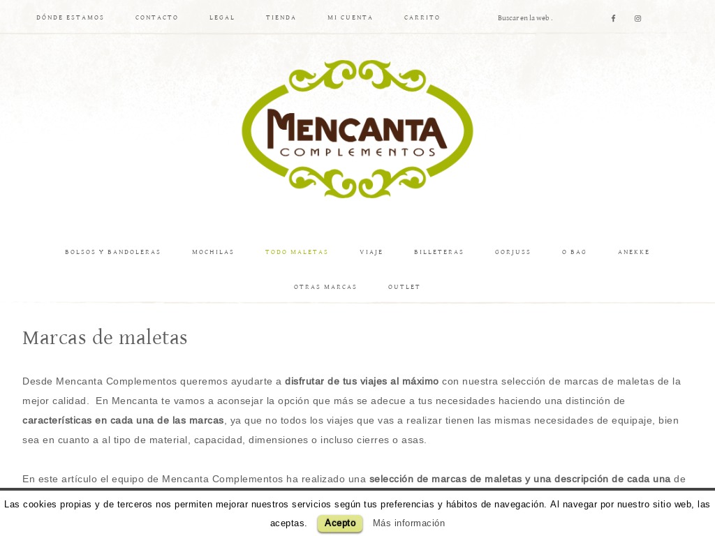 Marcas de maletas - Mencanta Complementos