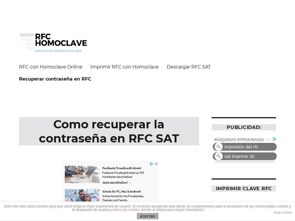 Como Recuperar Contrase�a RFC SAT  SOLUCIONADO