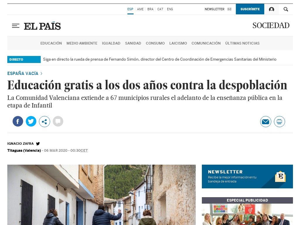 Educaci�n gratis a los dos a�os contra la despoblaci�n